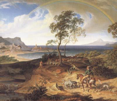 Joseph Anton Koch Stormy Landscape with Returning Rider (mk10) Spain oil painting art